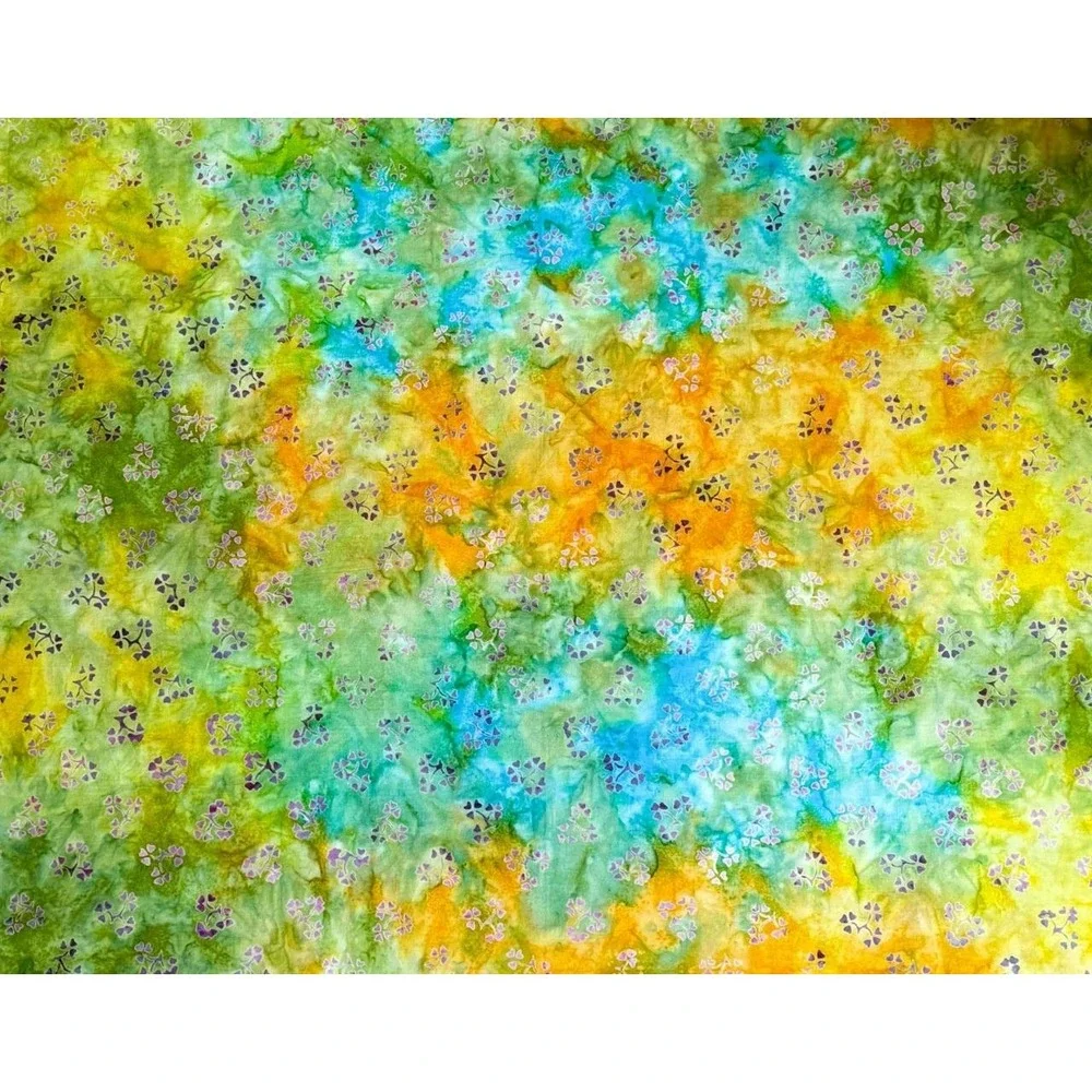 Tie Dye Heart Bouquet Fabric 1 yd NEW 100% Cotton Yellow Blue Green Orange